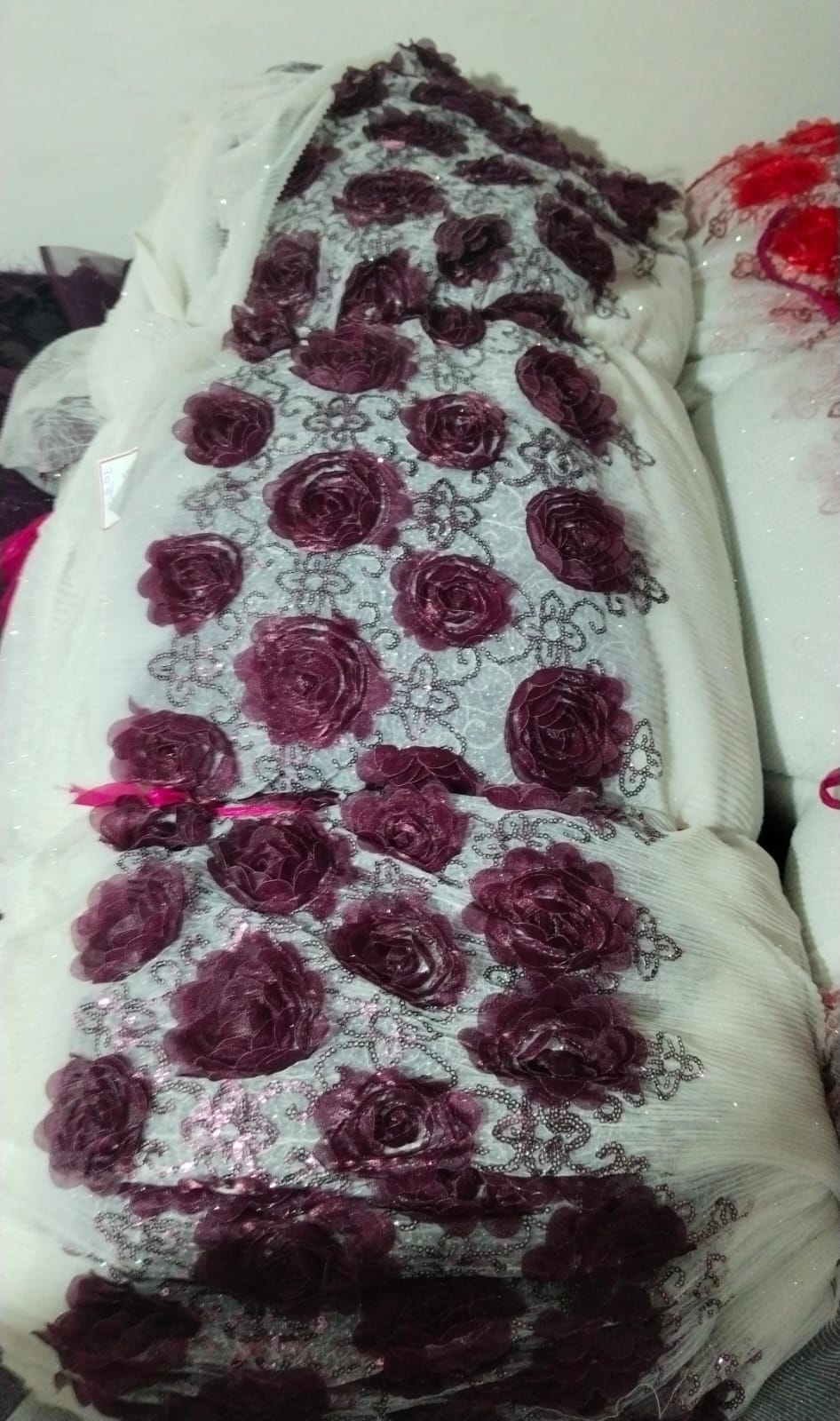 NET Ribbon Work fabric for dupattas and overlays — wholesale from Surat view 8