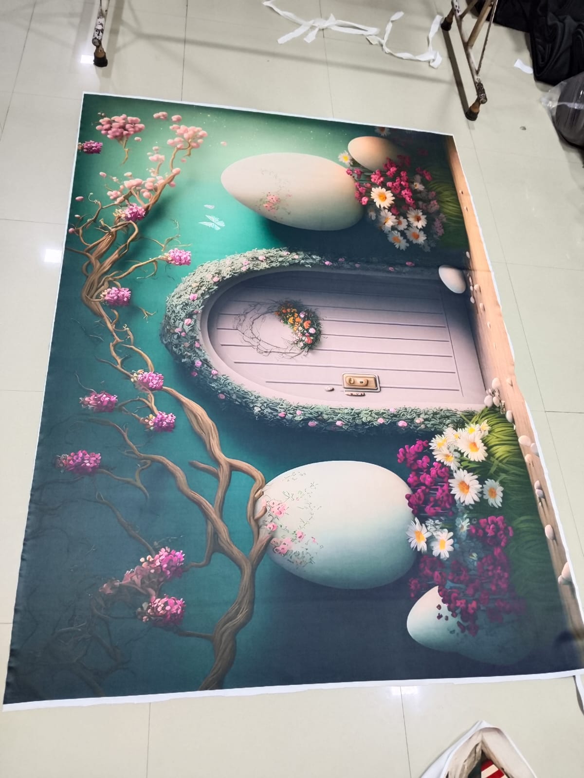 Scuba Sandwich Backdrop Print fabric for gowns and evening wear — wholesale from Surat view 6