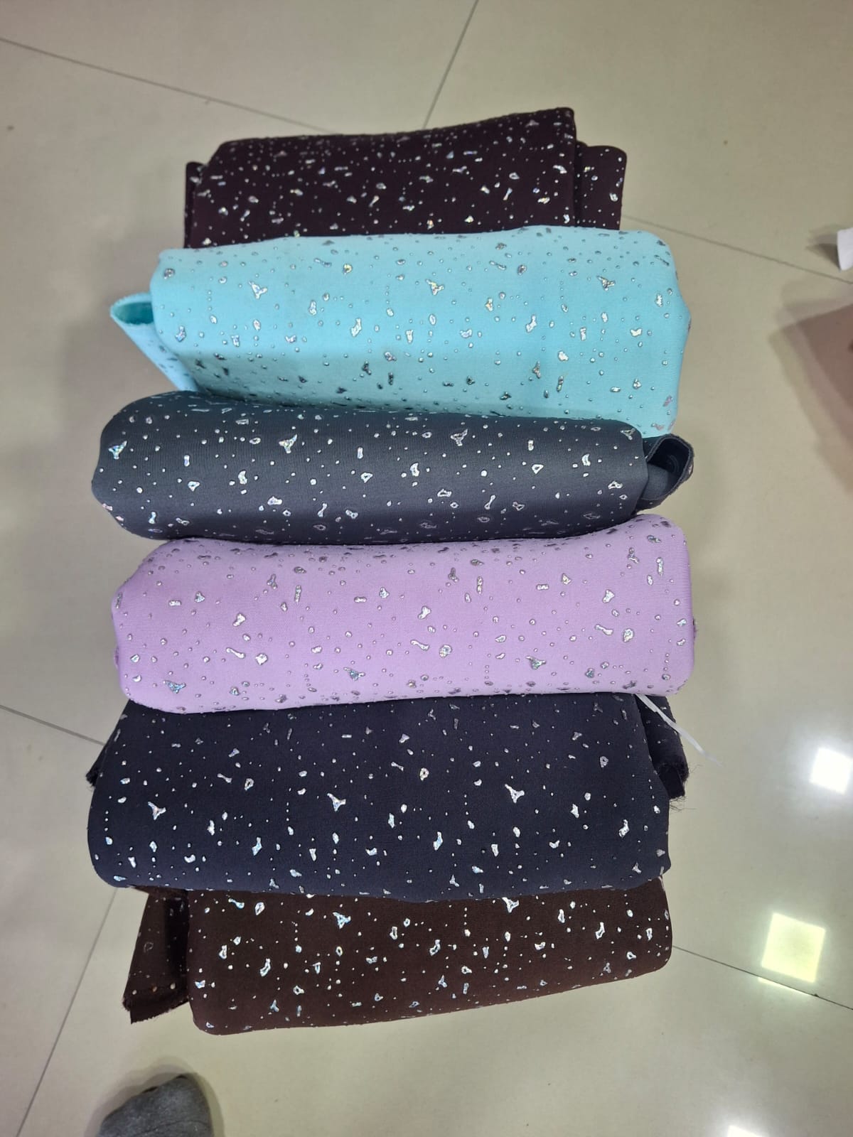 Scuba Sandwich DueDrop fabric for gowns and evening wear — wholesale from Surat view 2