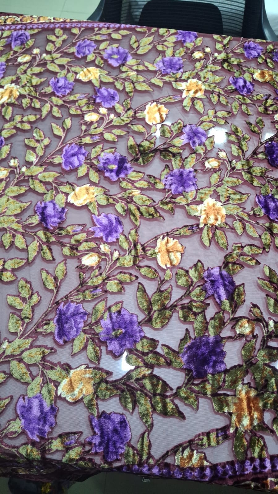 Velvet Brasso Print fabric for winter ethnic wear and lehengas — wholesale from Surat view 2